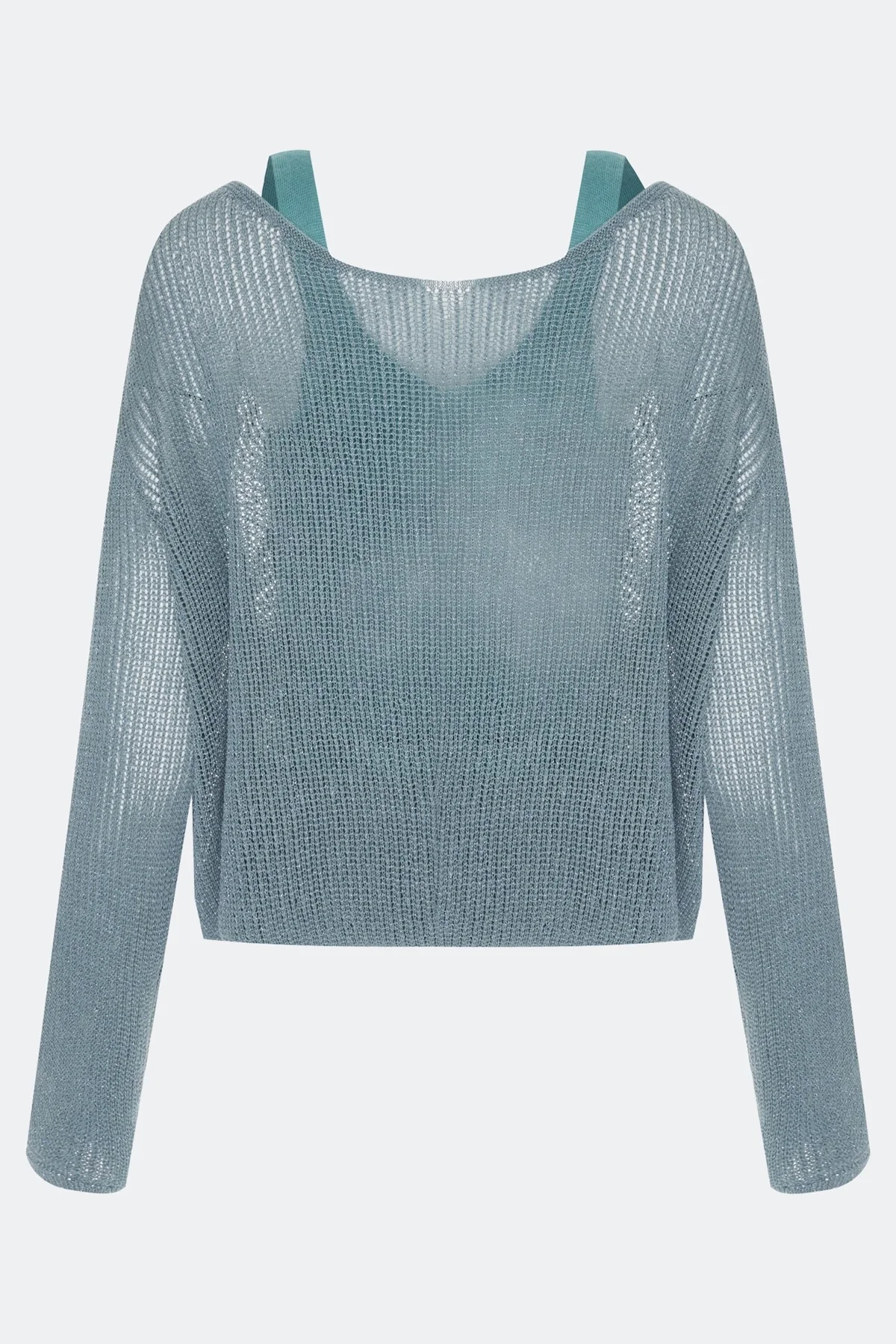 Ажурный комбинированный джемпер, 44