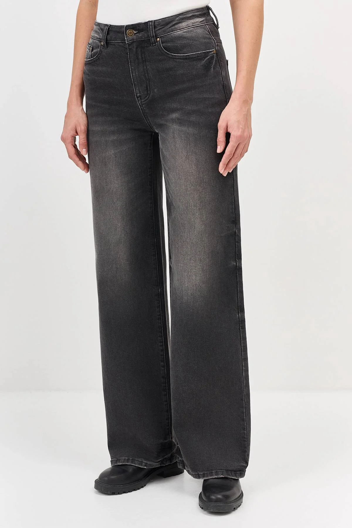 Широкие графитовые джинсы, 36