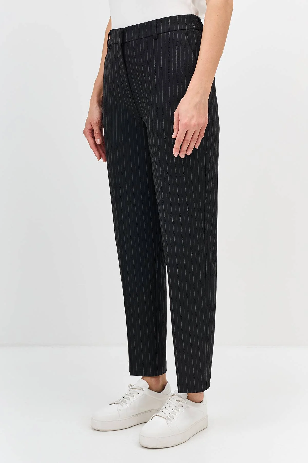 Лимитированая серия классические брюки в тонкую полоску с ремнем, 44