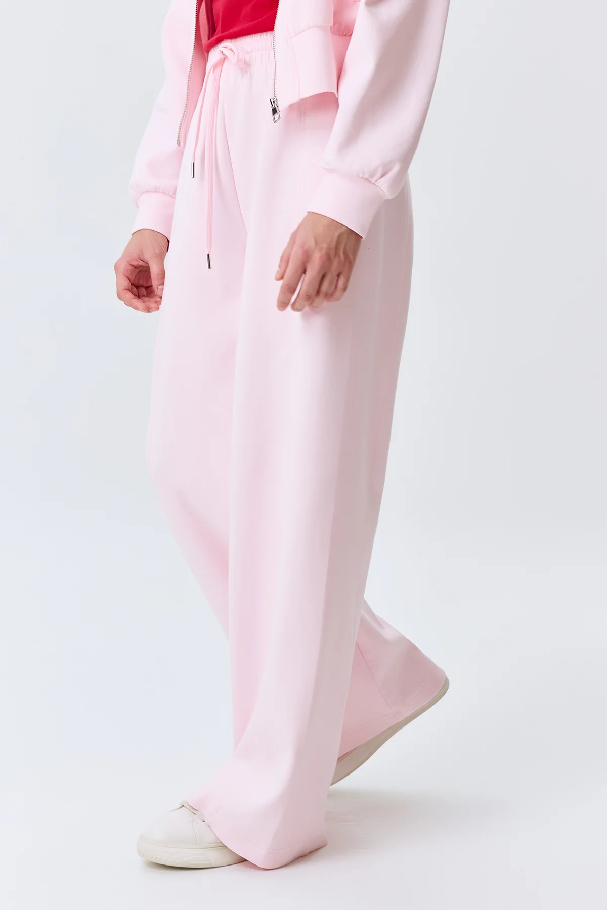 Трикотажные розовые брюки из хлопка, 44