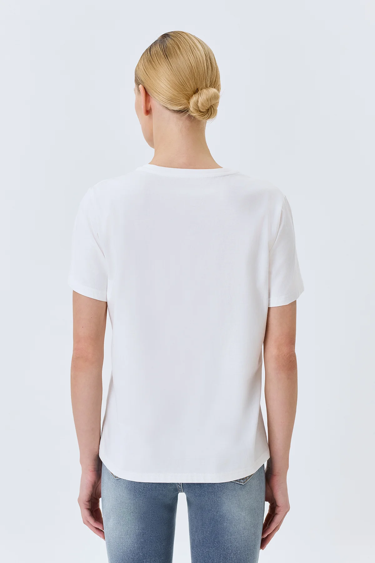 Футболка с принтом и жемчужинами, 46