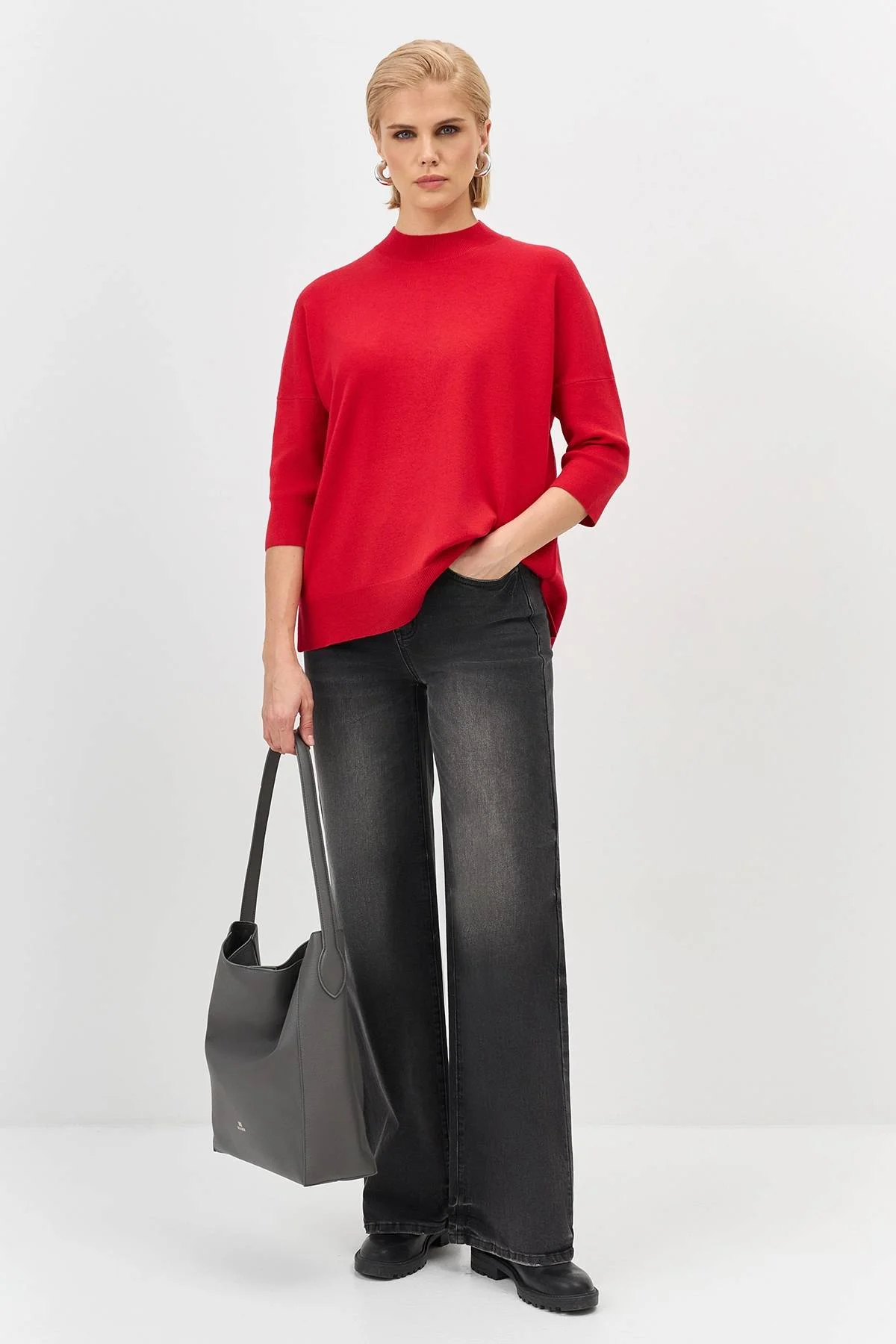 Широкие графитовые джинсы, 36