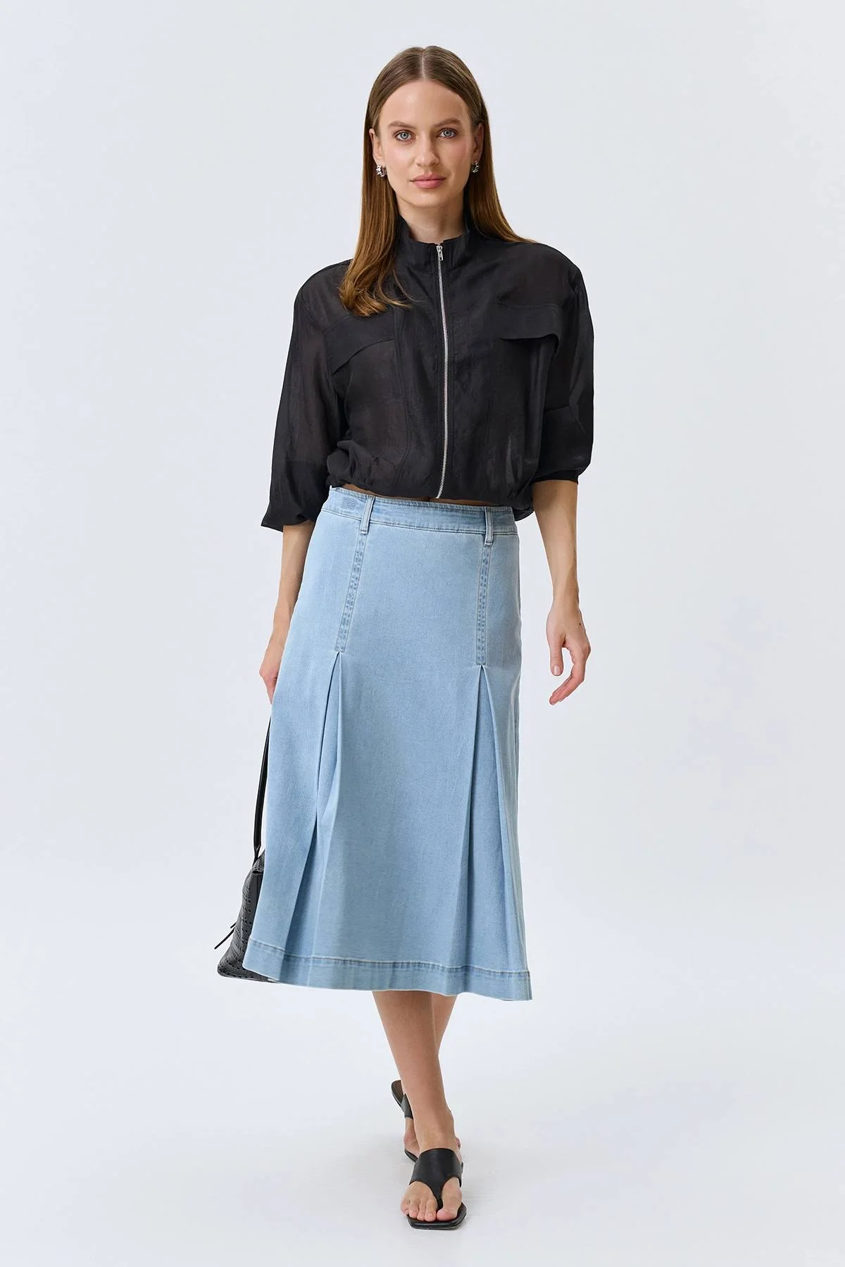 Джинсовая юбка с мягкими складками, 44