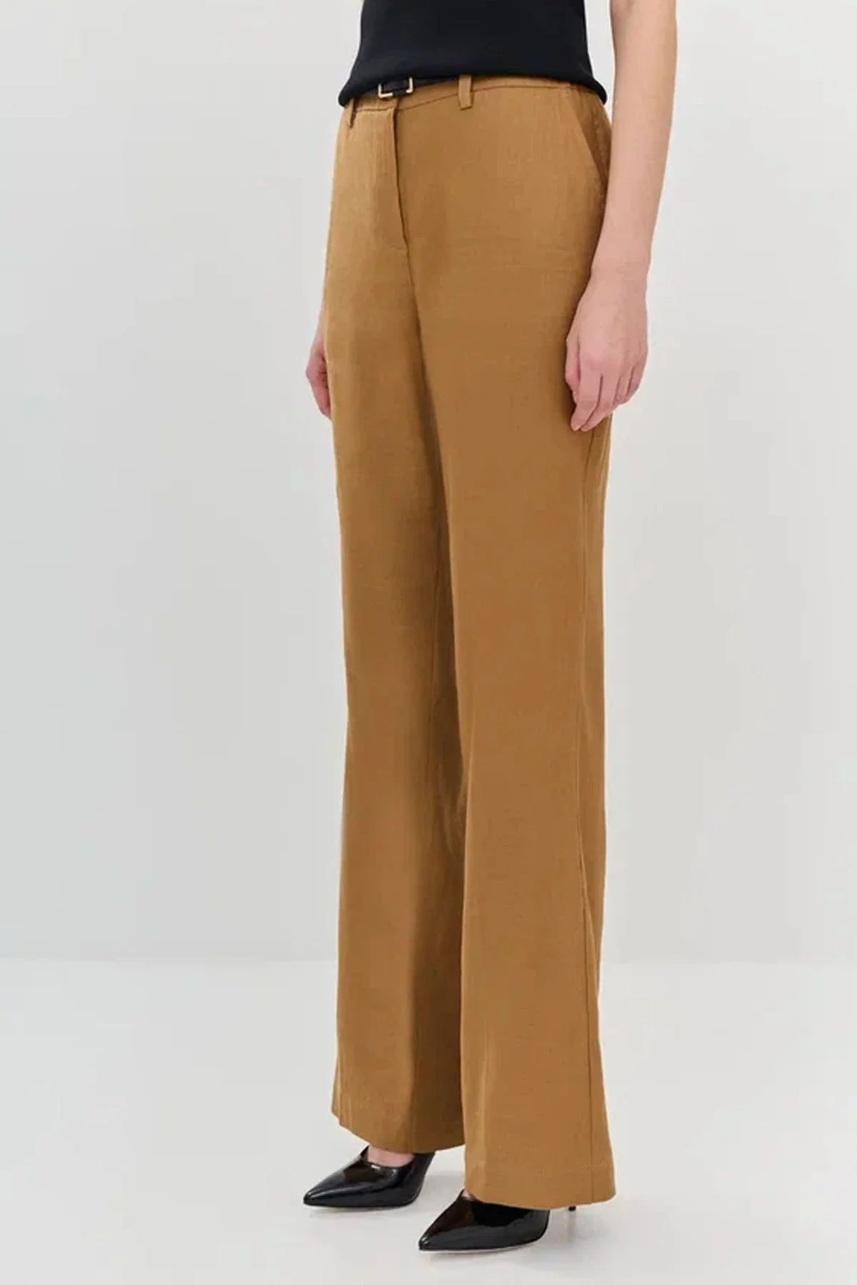 Прямые брюки коричневого цвета со шлёвками, 52р