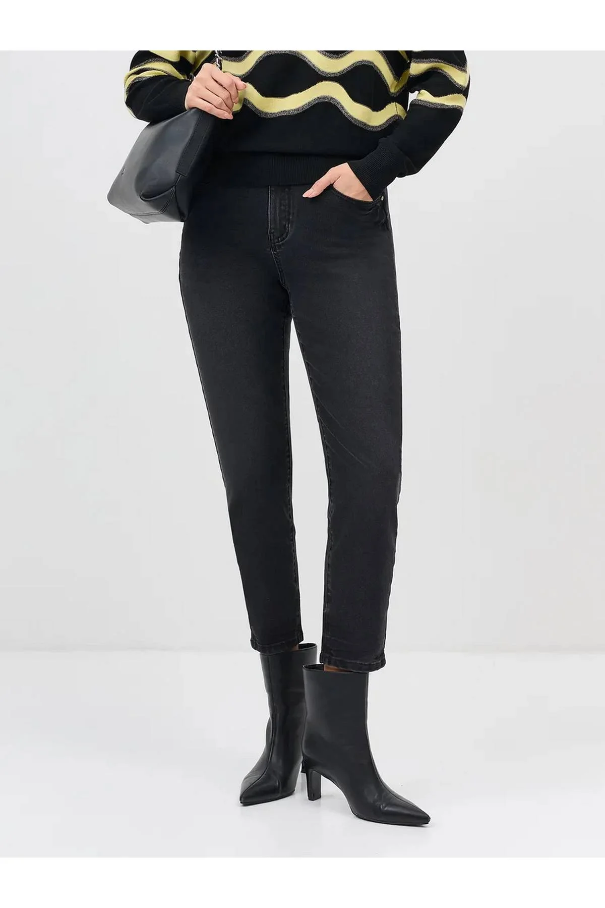 Утепленные широкие джинсы, 34