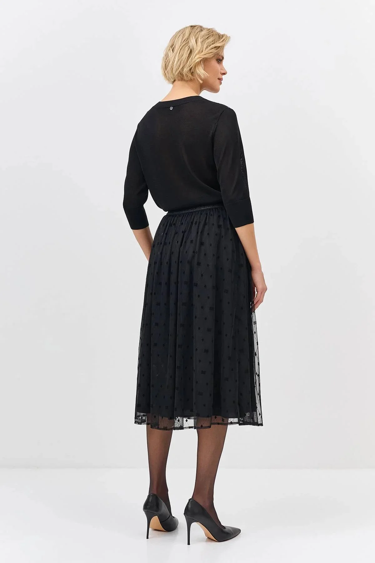 Юбка из сетки с бархатным принтом, 44