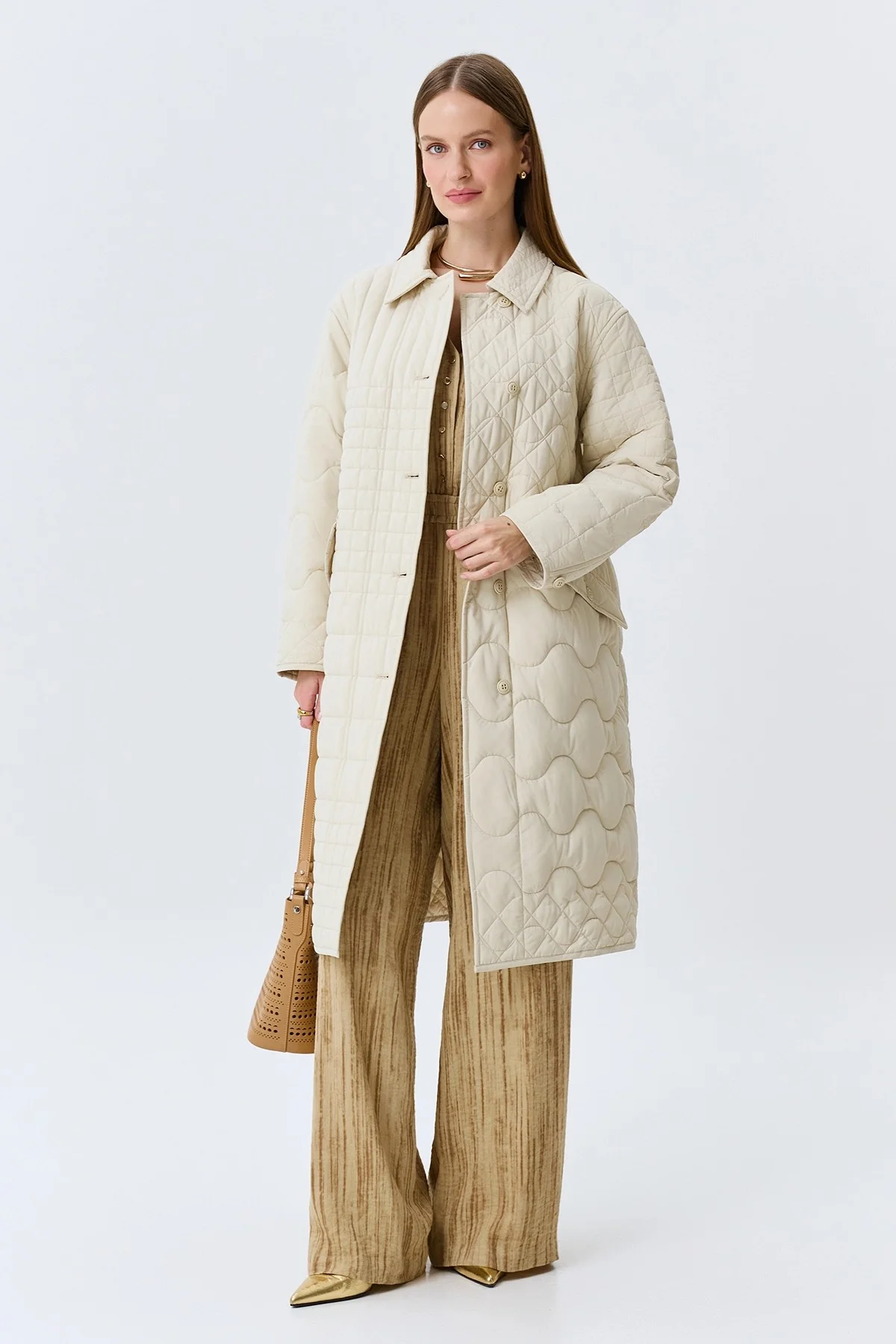 Двустороннее пальто с абстрактной стежкой, 44