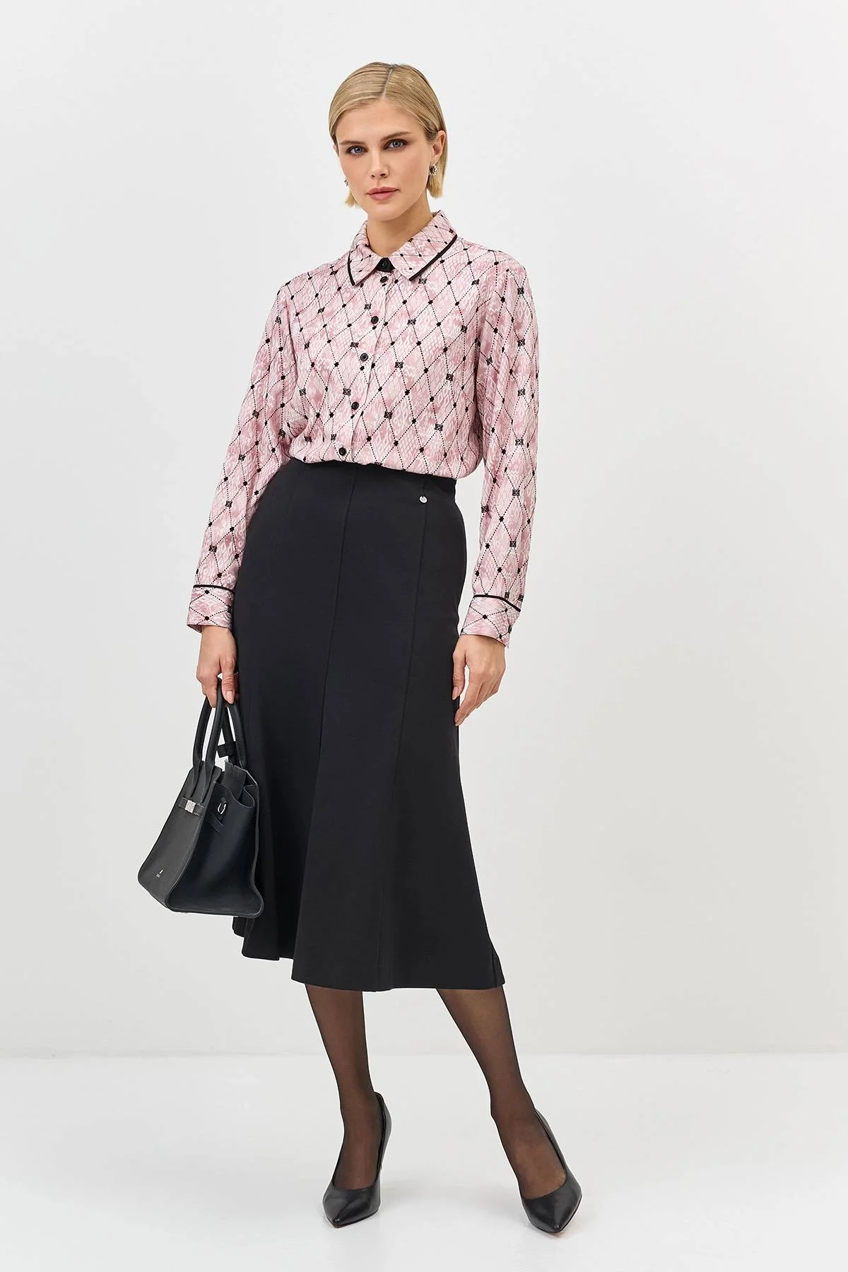 Лимитированная серия блузка из вискозы с принтом в розовом цвете с ремнем, 38