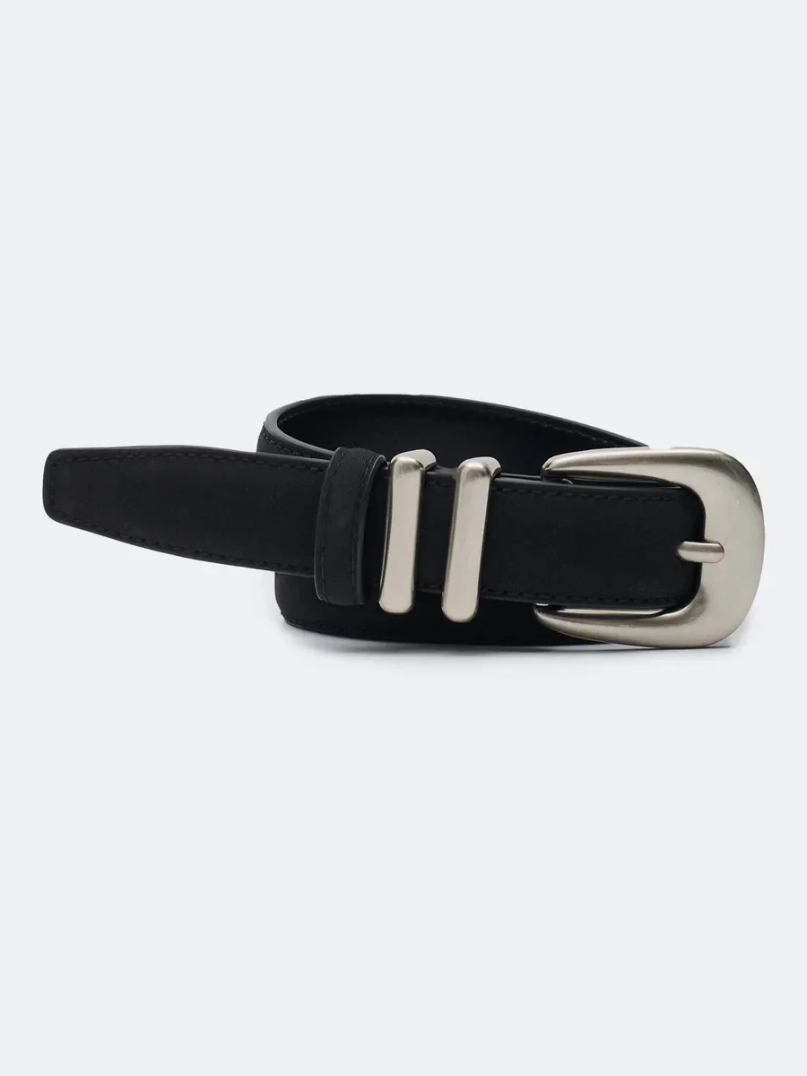 Ремень из натуральной кожи с квадратной пряжкой, M