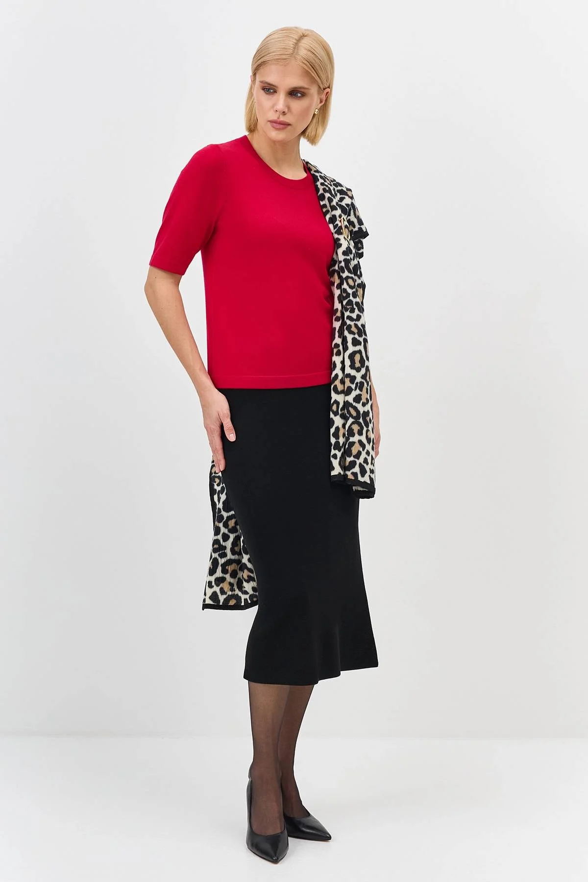 Лимитрированная серия вязаная юбка с высоким разрезом и ремень, 38