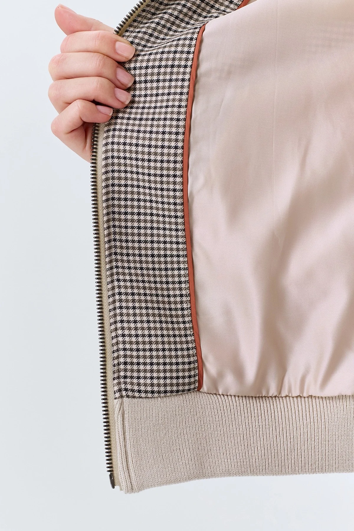 Бомбер в мелкую клетку из смесовой вискозы, 36