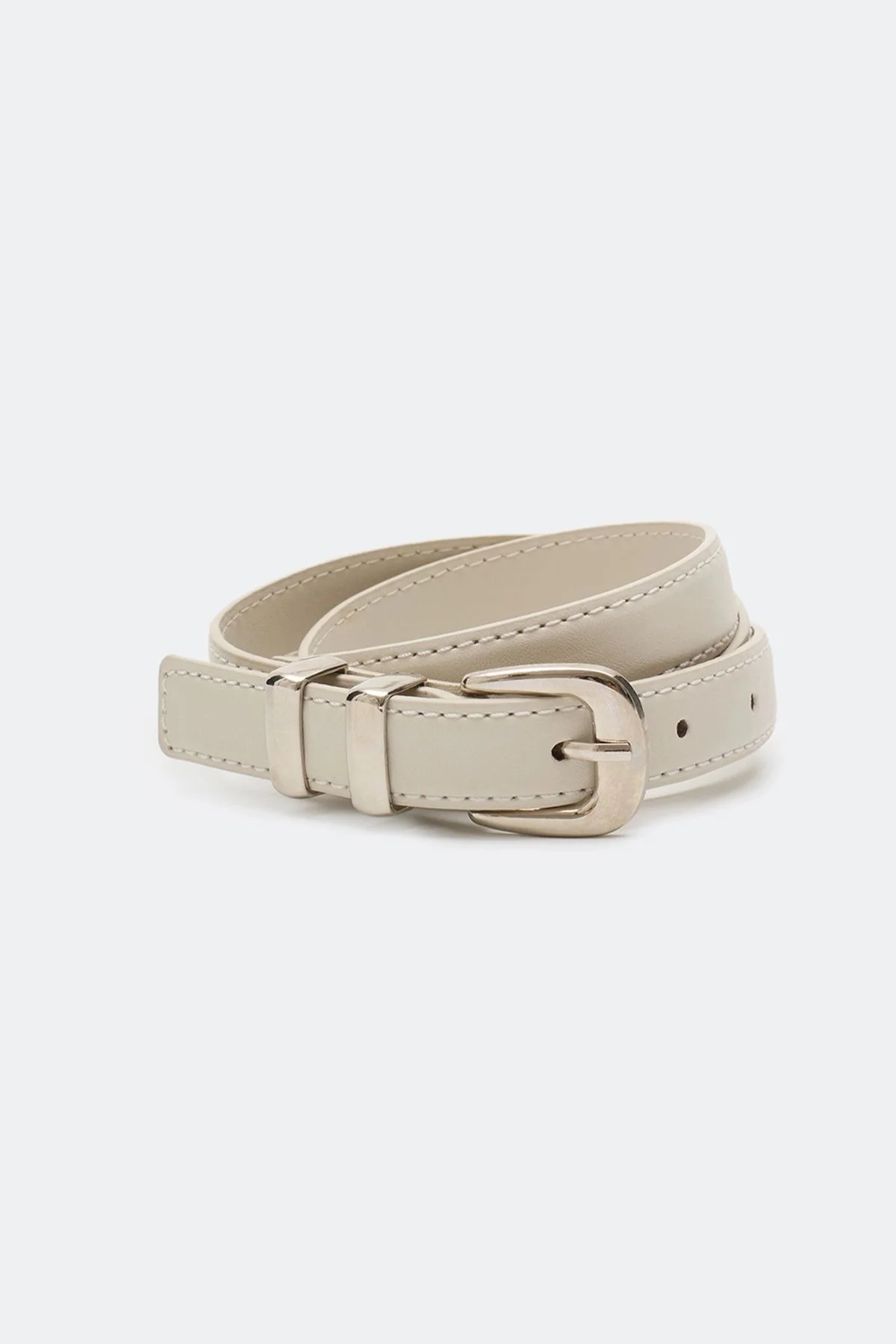 Узкий ремень из искусственной кожи с круглой пряжкой, S