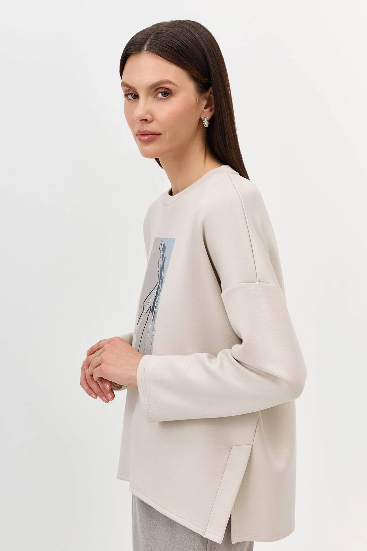 Лимитированная серия свободный cвитшот с принтом и ремень, 44