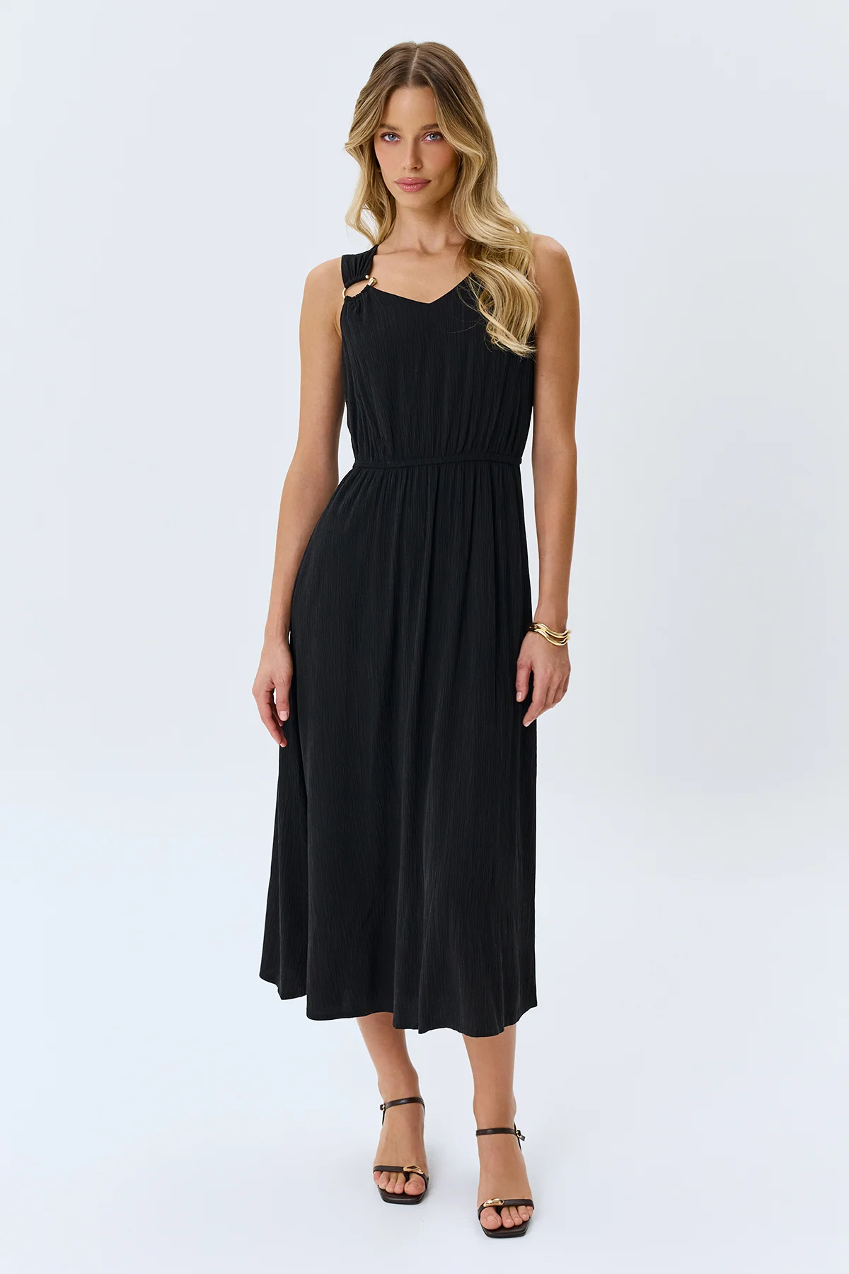 Платье из фактурного тенселя, 42