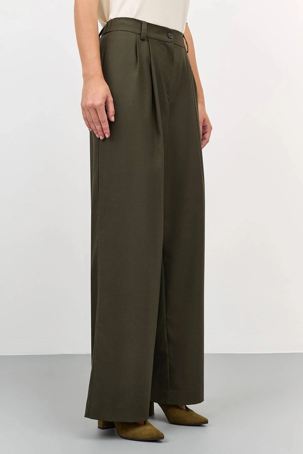 Лимитированная серия брюки палаццо из смесовой вискозы и ремень, 40