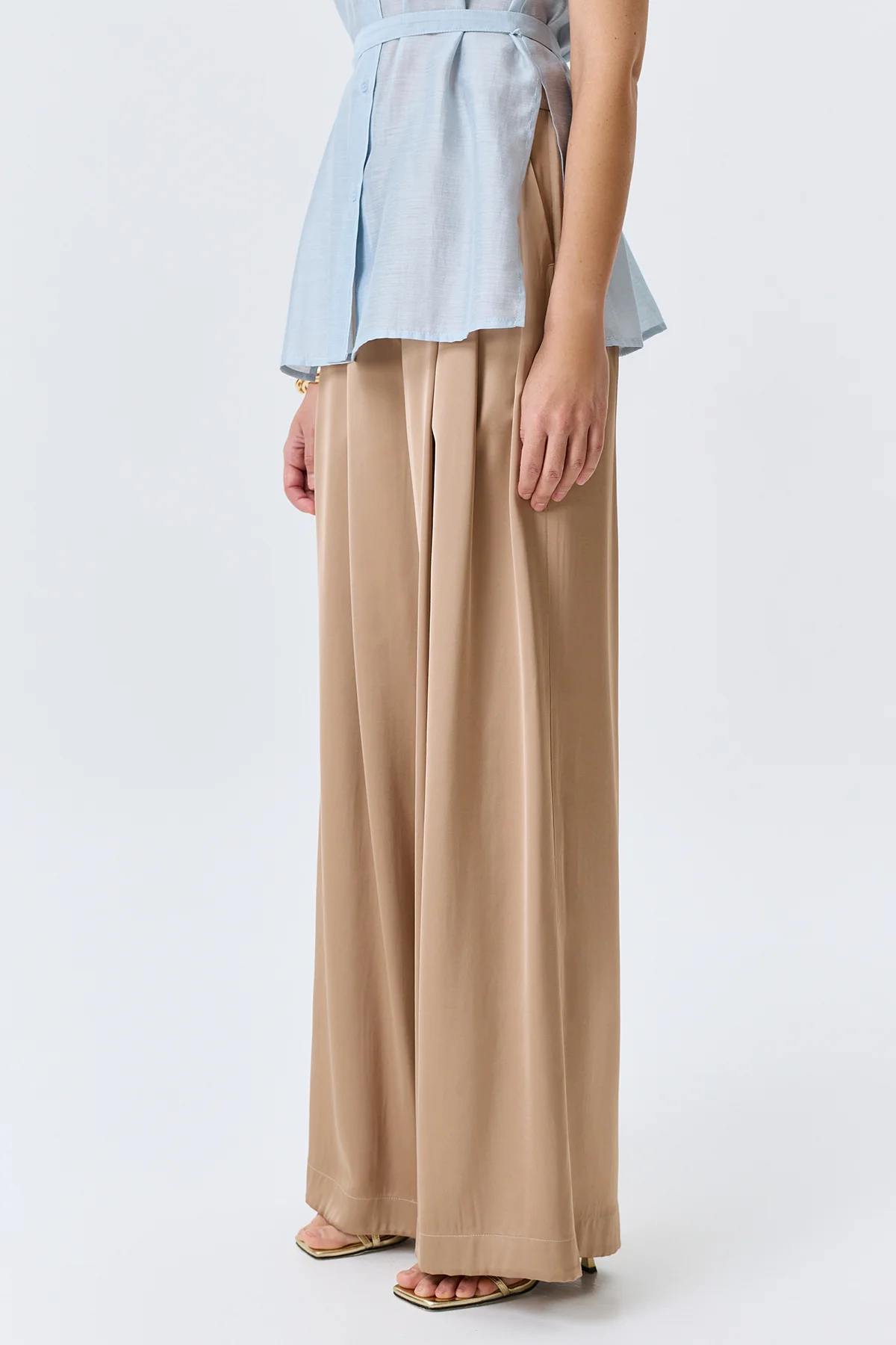 Сатиновые брюки палаццо, 42