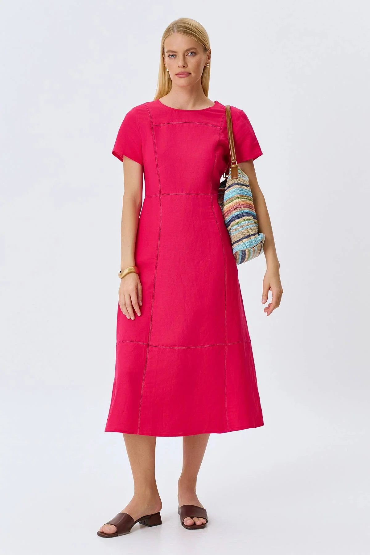 Яркое платье с кантом мережка, 46