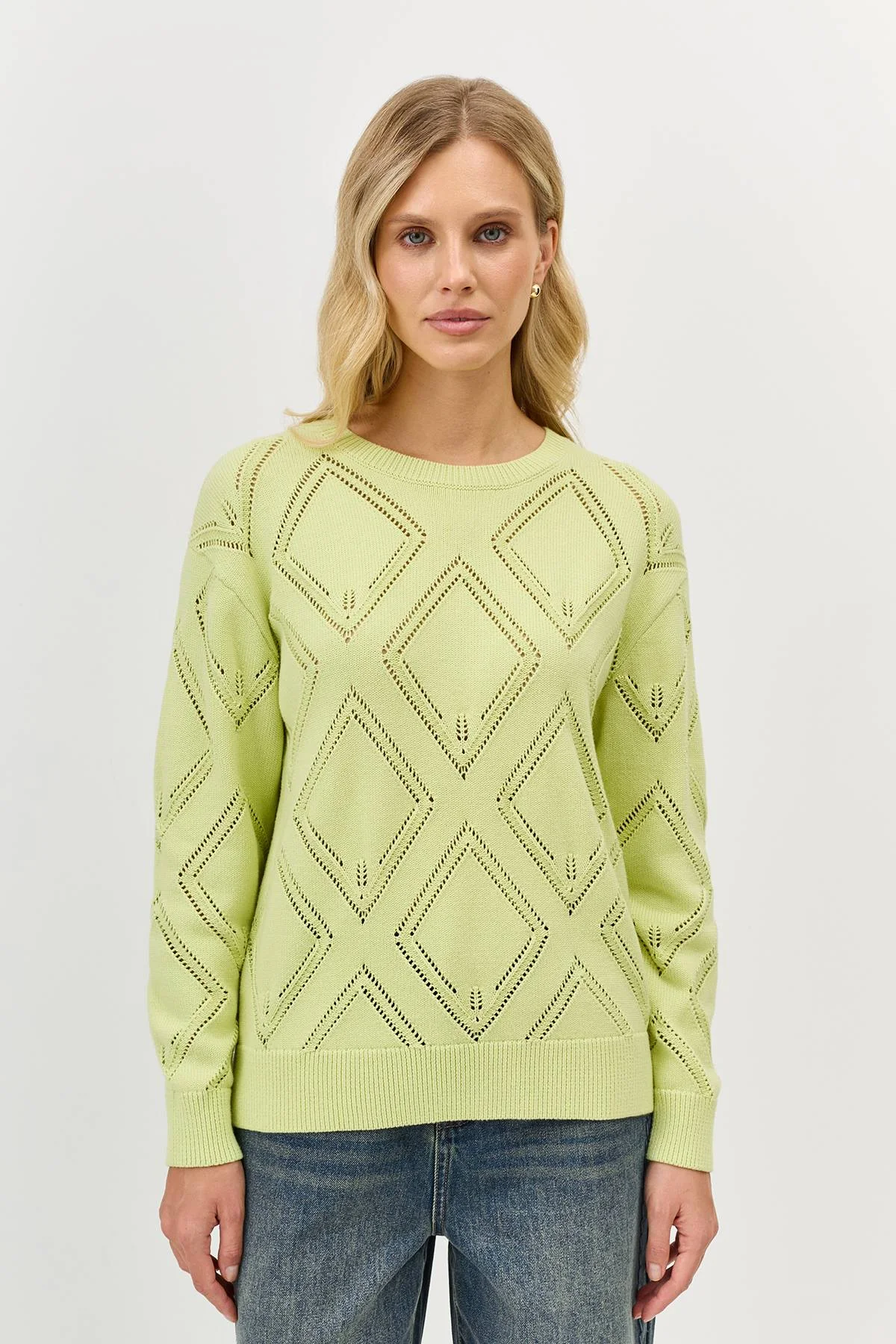 Лимитированная серия джемпер с ажурным узором и ремень, 44