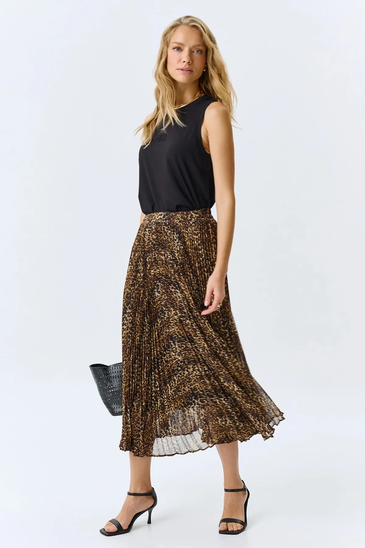 Юбка-плиссе с анималистичным принтом, 46