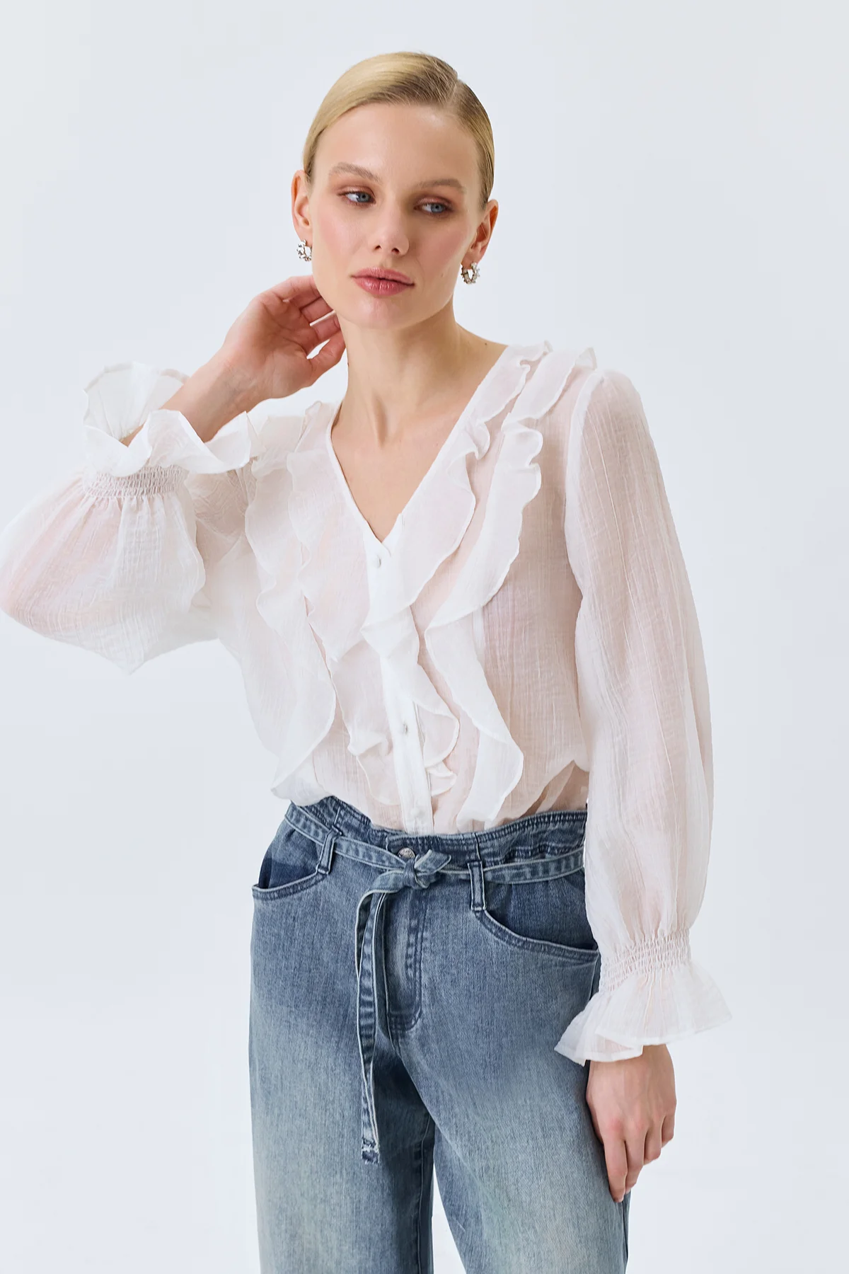 Романтичная блузка с воланами, 48