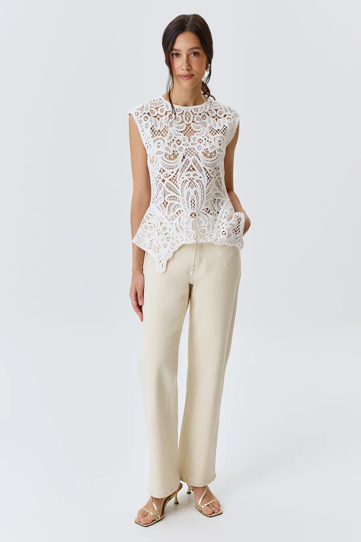 Жаккардовые джинсы прямого силуэта, 42