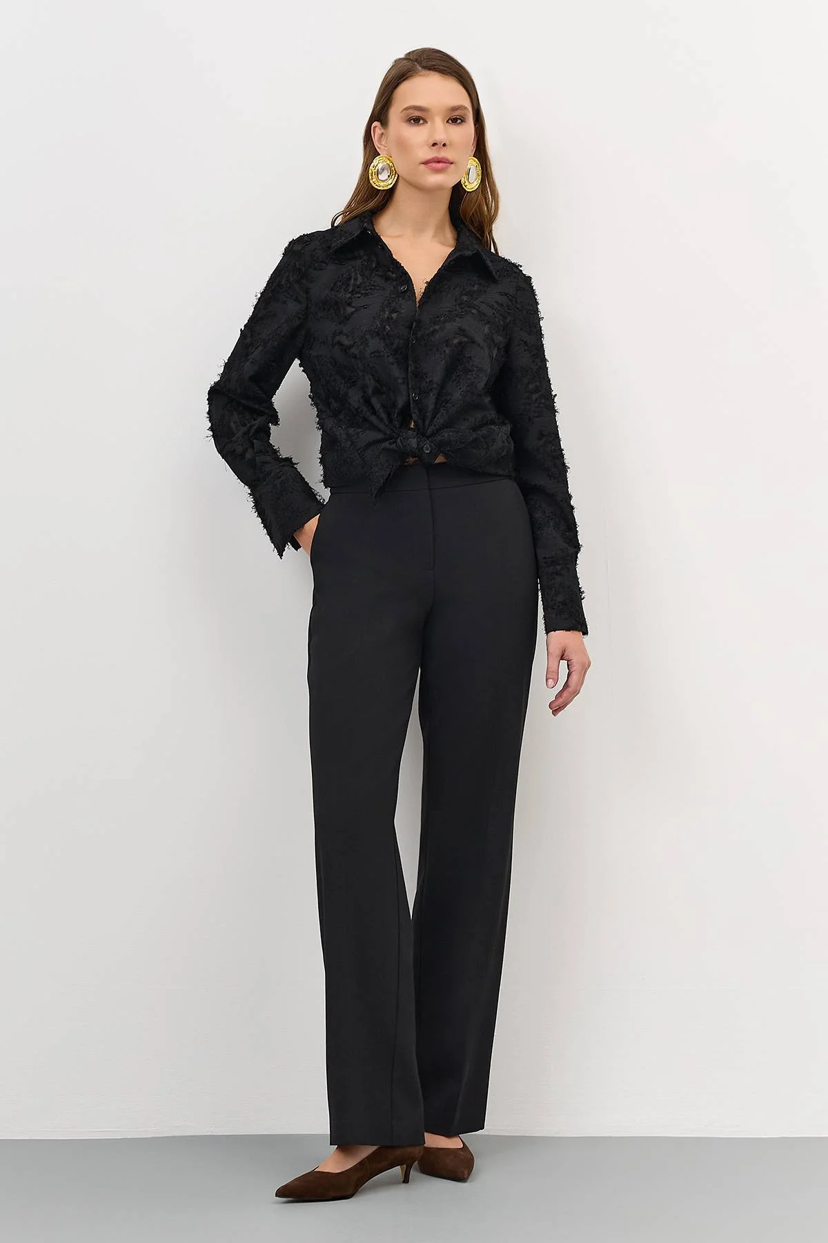 Лимитированная серия блузка из фактурной ткани и ремень, 46