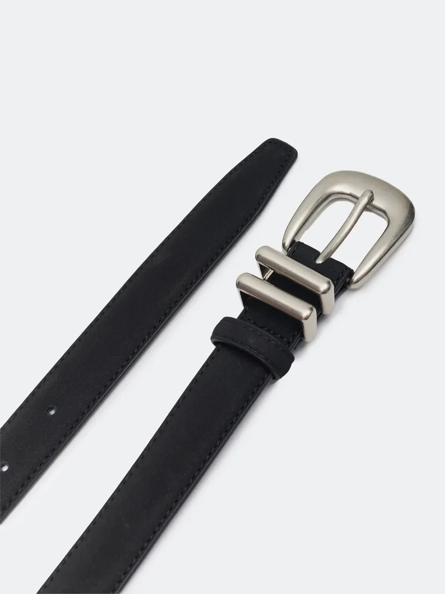 Ремень из натуральной кожи с квадратной пряжкой, M