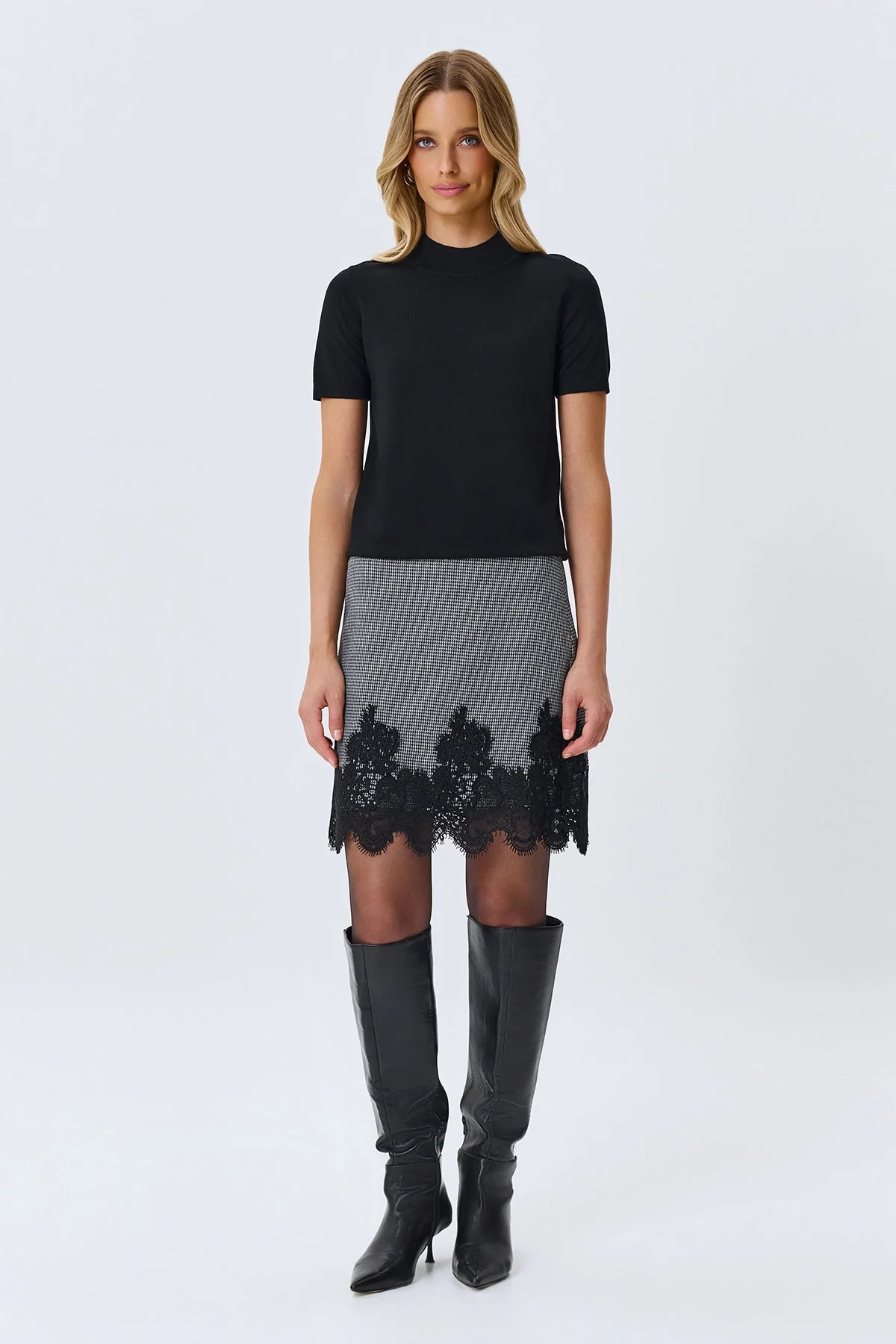 Джемпер базовый вязаный, топ, черный, 46