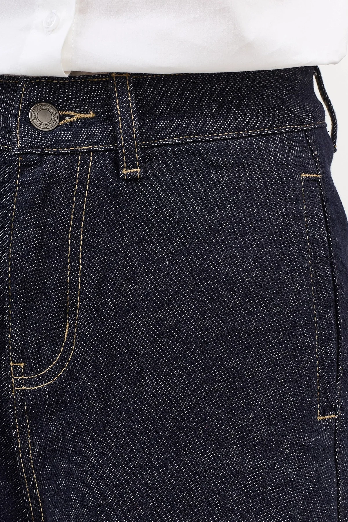 Широкие джинсы с контрастными швами, 42