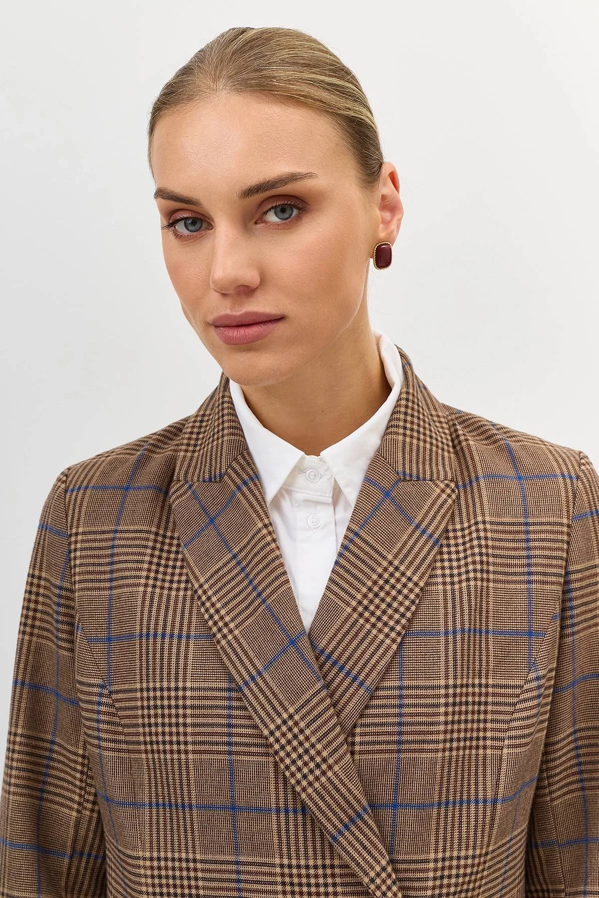 Двубортный жакет в клетку, 50