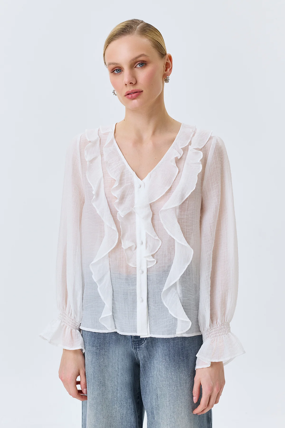 Романтичная блузка с воланами, 50