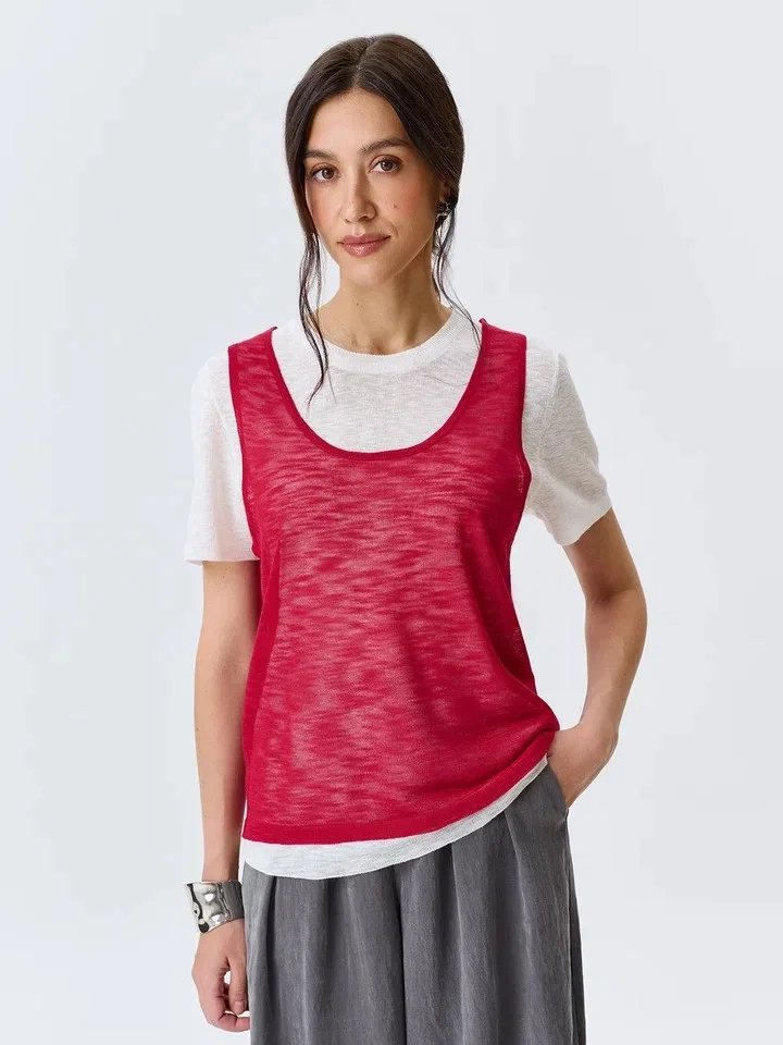 Джемпер тонкий вязаный с топом, 50