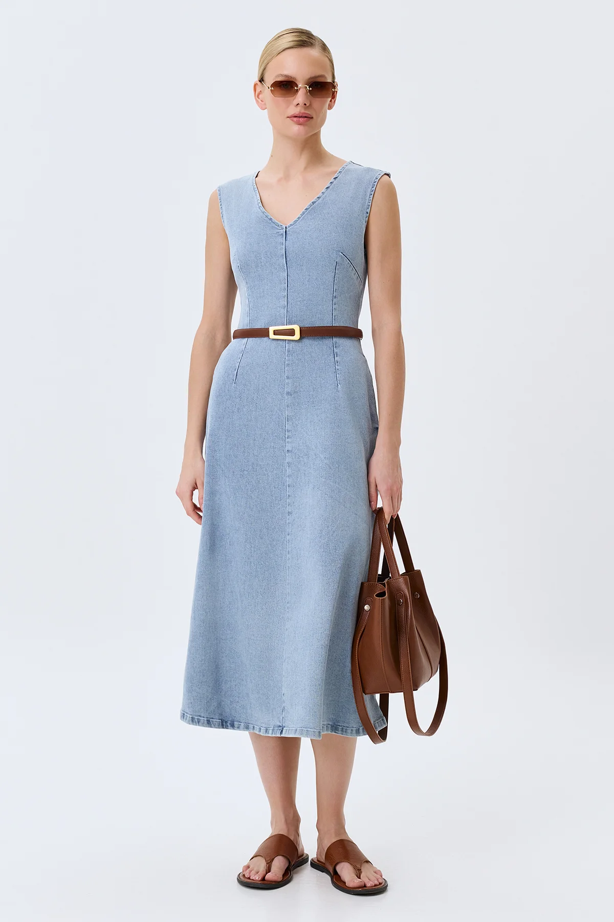 Кожаный ремень с прямоугольной пряжкой, S