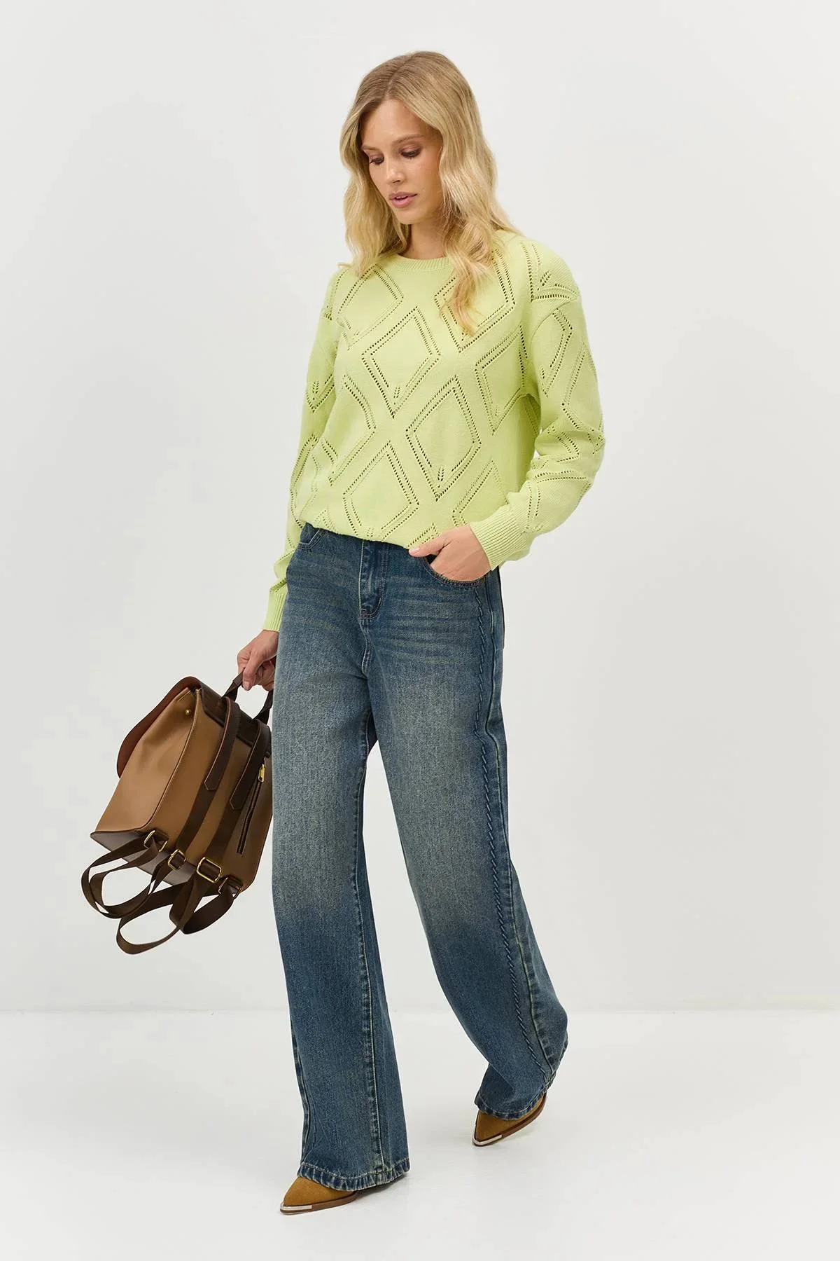 Джемпер с ажурным узором, 36