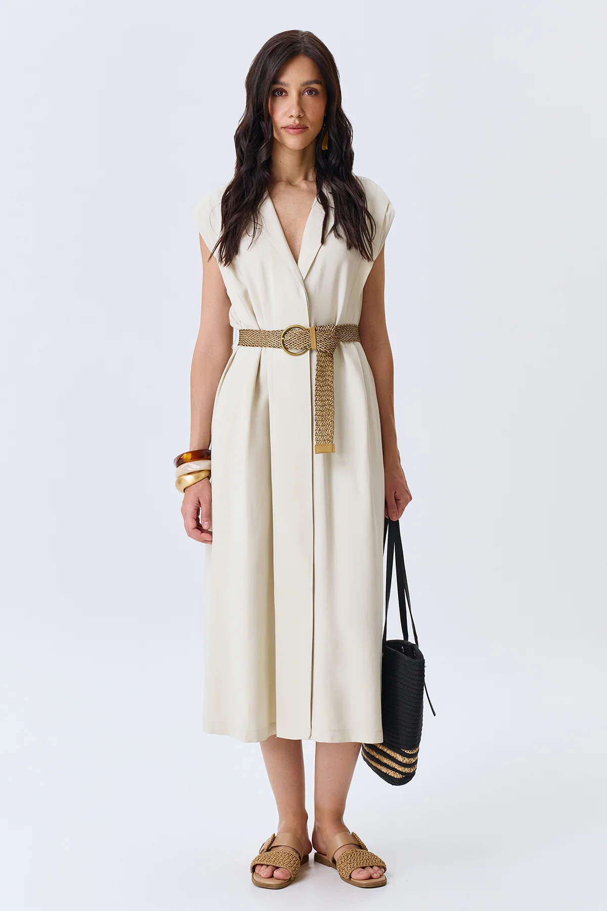 Платье-миди с акцентным поясом, 52