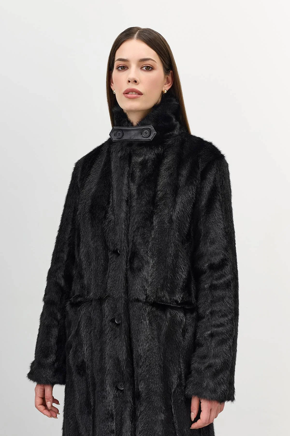 Лимитированная серия шуба из искуственного меха норки с палантином, 50