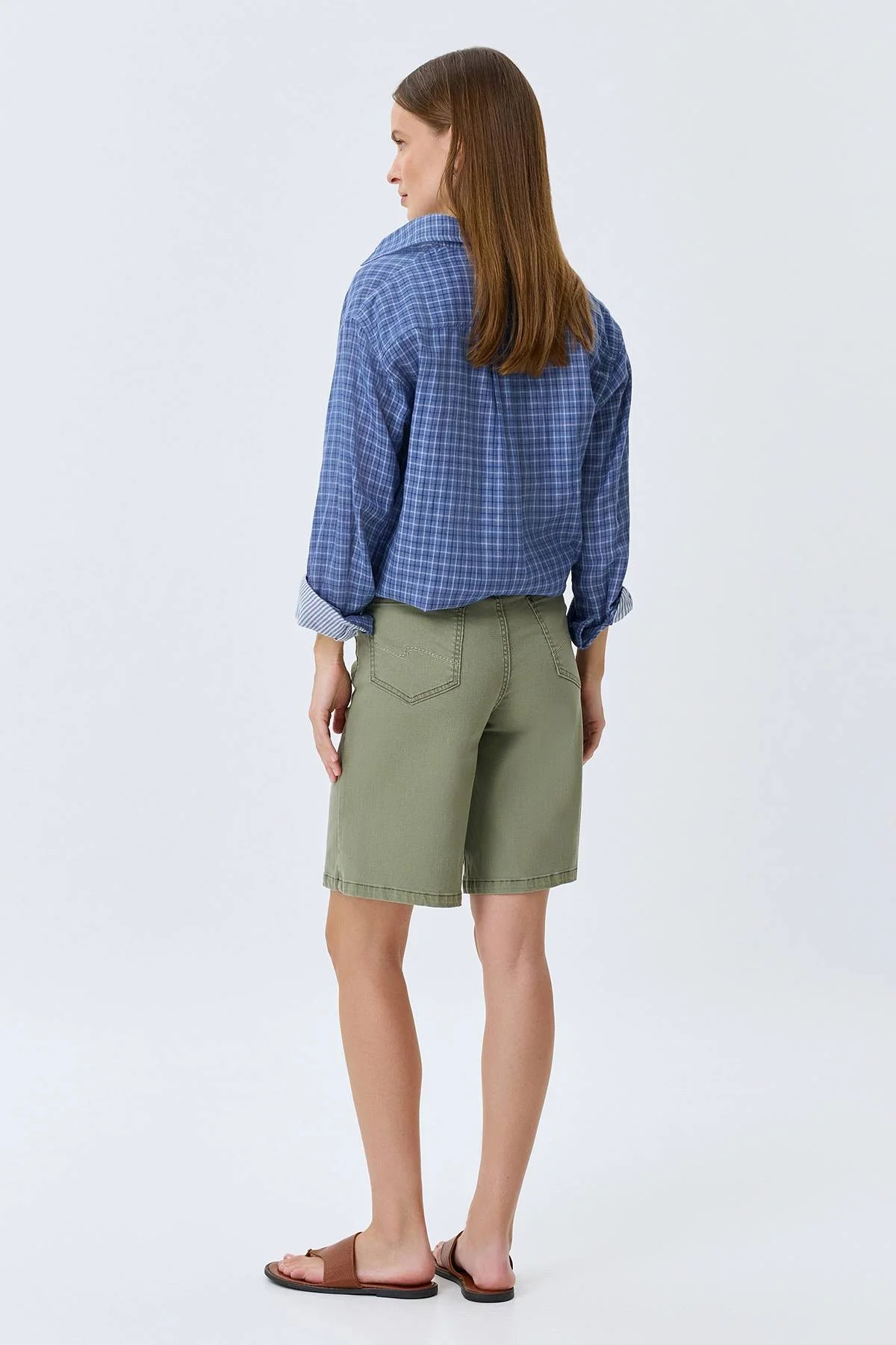 Оливковые джинсовые шорты, 36