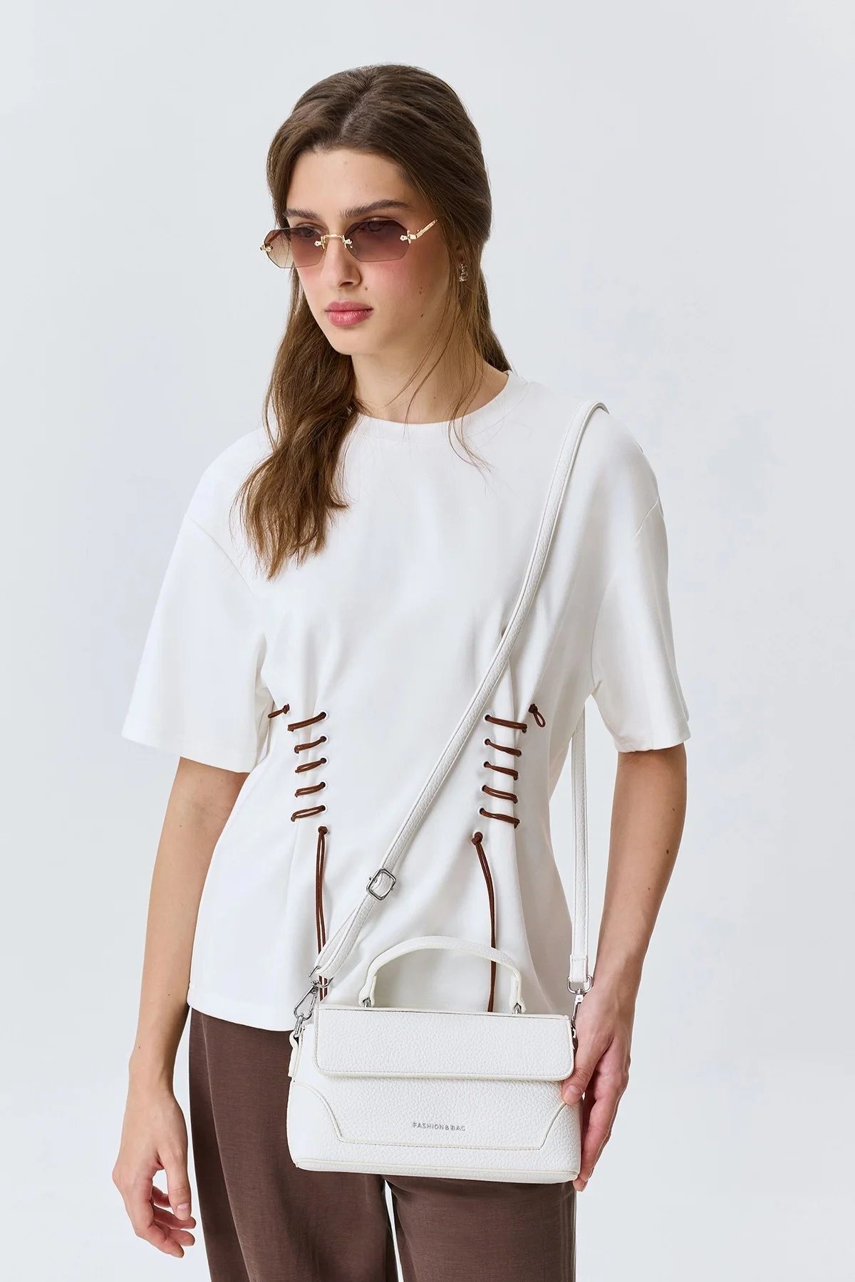 Белая сумка-багет, One