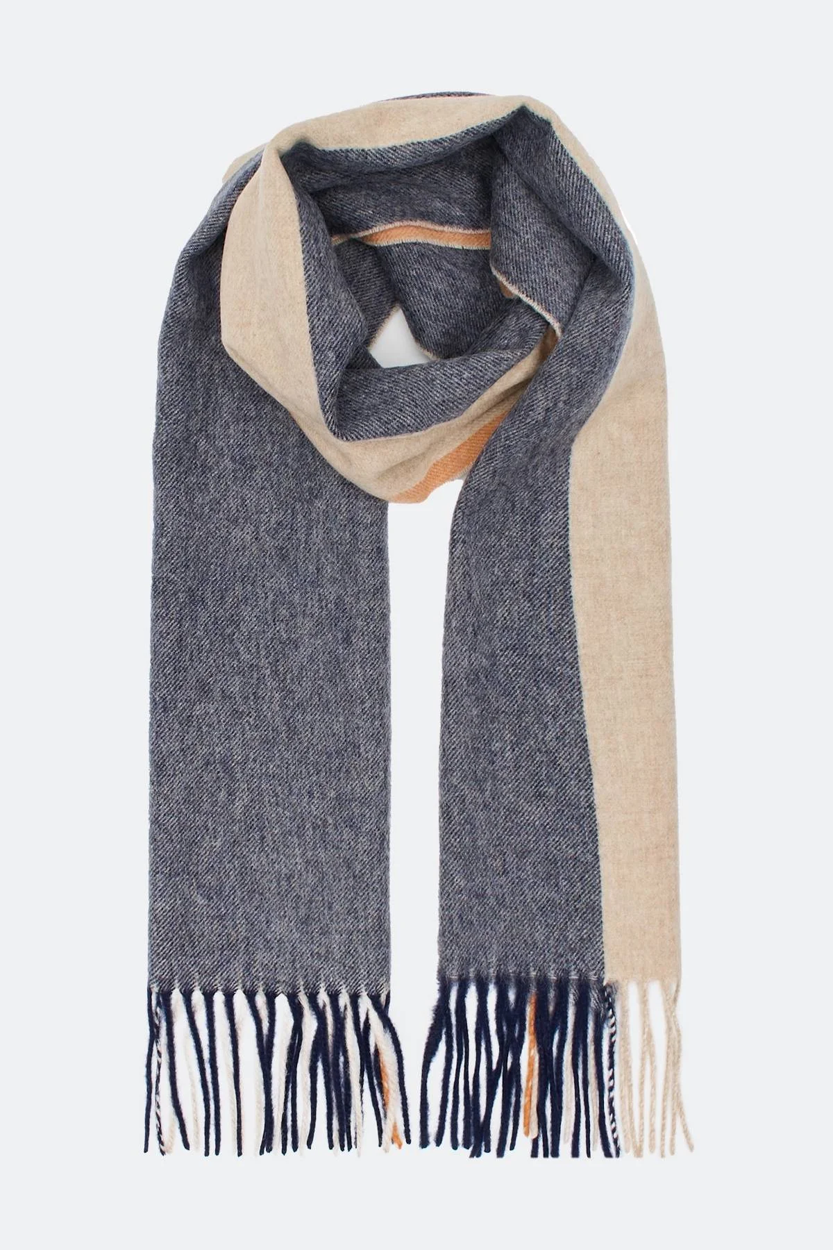 Шарф в клетку из 100% шерсти с бахромой, One