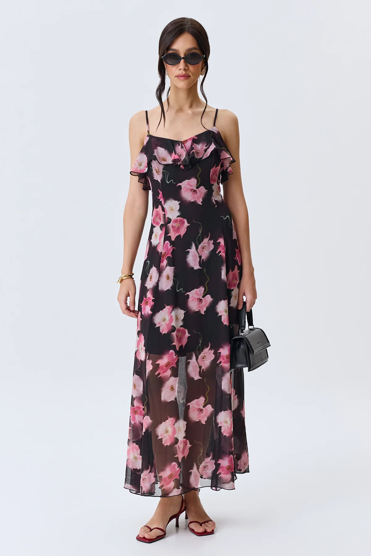 Романтичное платье с ярким цветочным принтом, 42