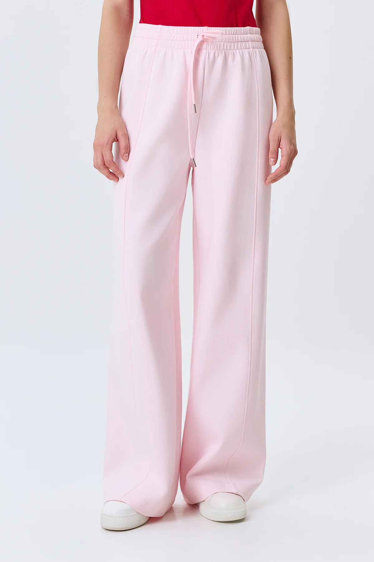 Трикотажные розовые брюки из хлопка, 46