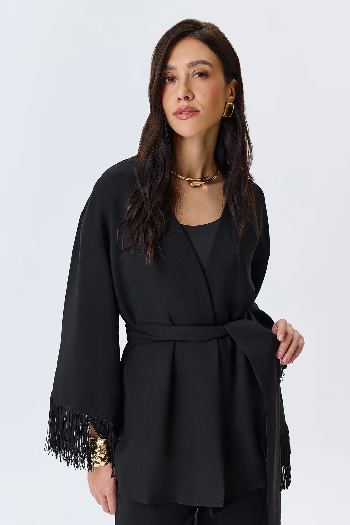 Жакет-кимоно с бахромой, 48