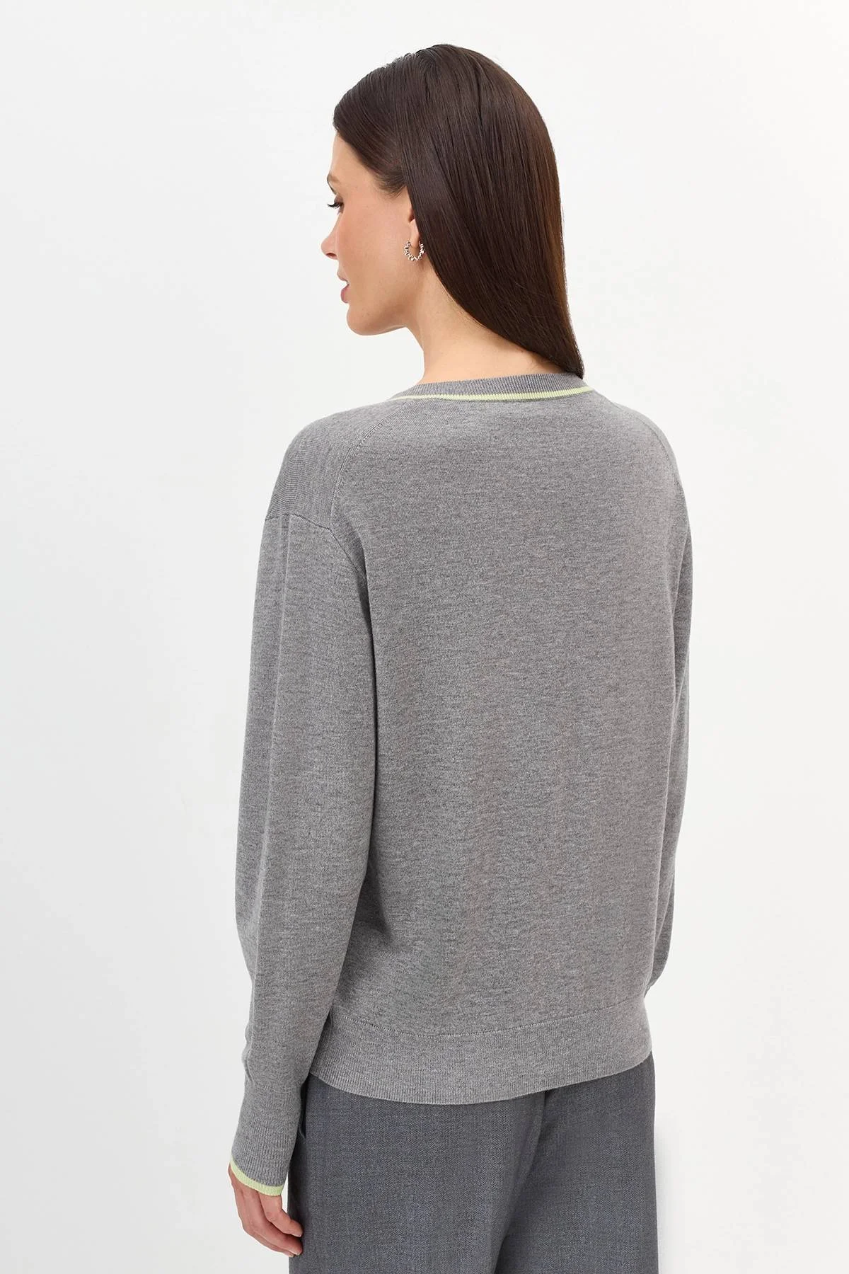 Лимитрированная серия меланжевый джемпер с ярким кантом и ремень, 36