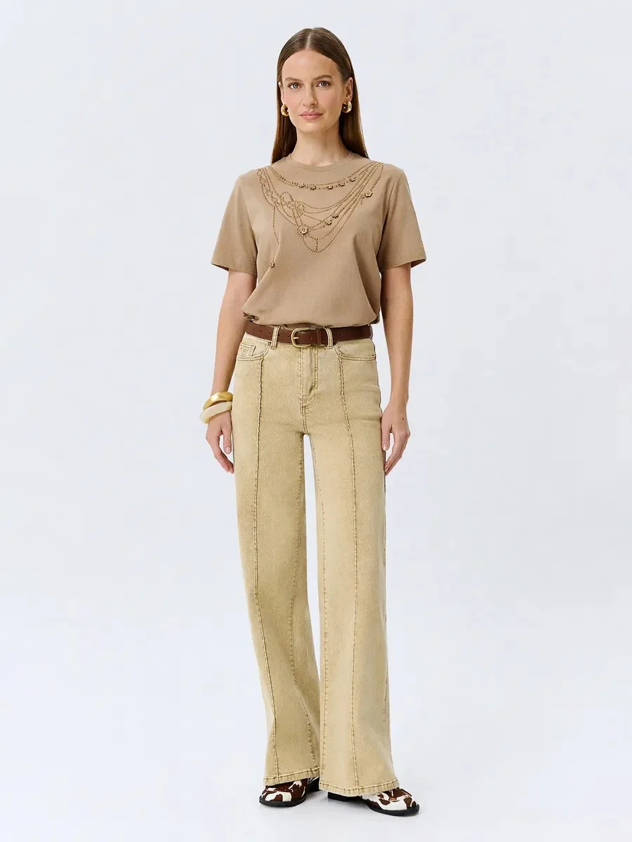 Джинсы Straight fit с простроченными стрелками, 44