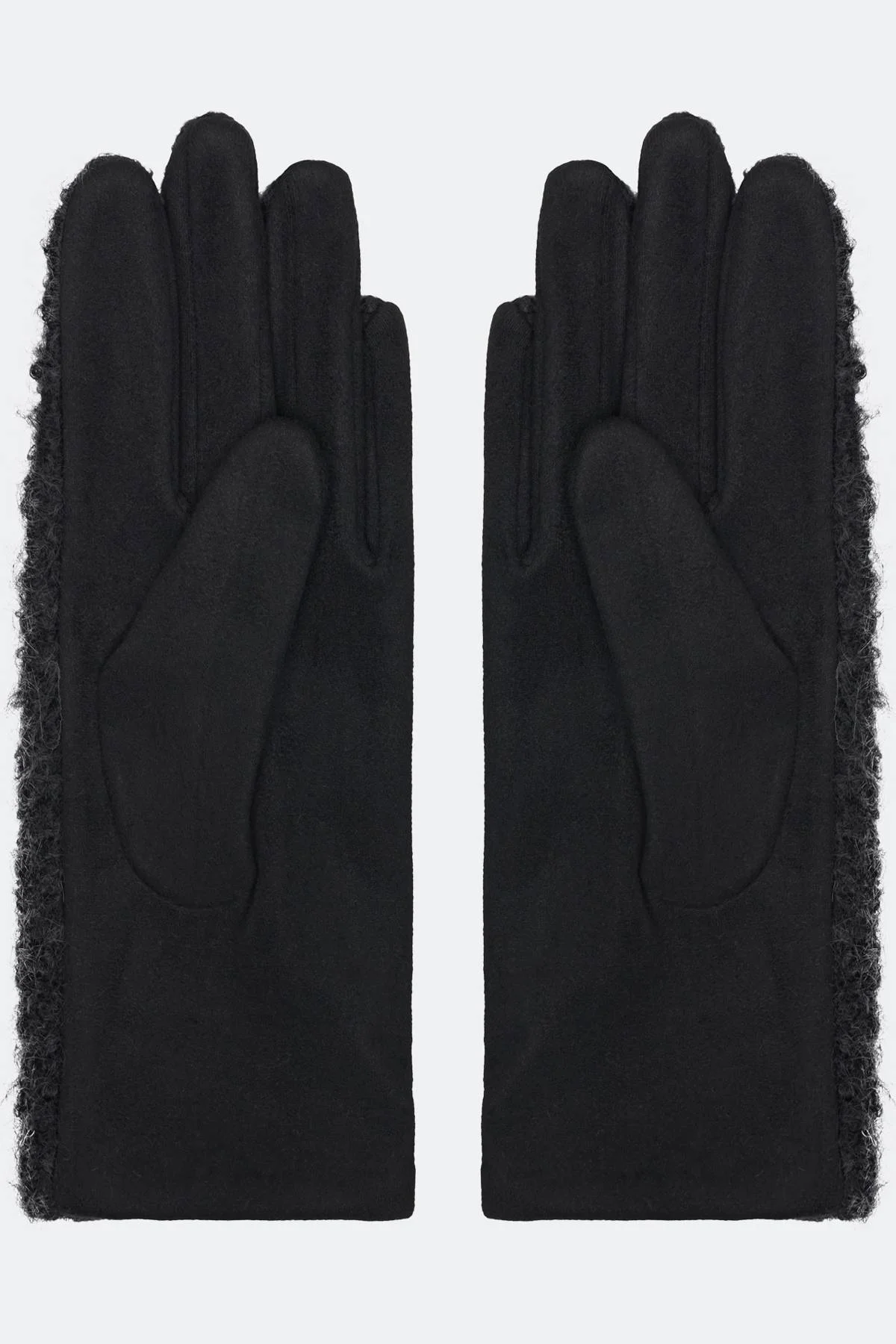Черные комбинированные перчатки с искусственным мехом, One