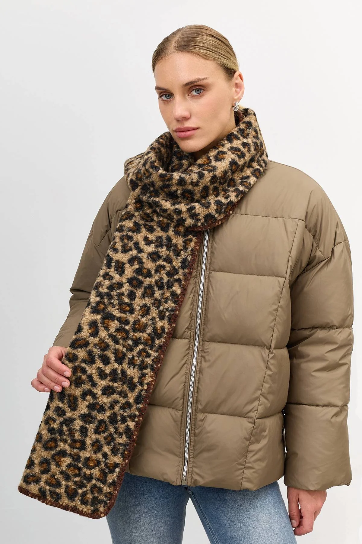 Мягкий шарф с анималистичным принтом, One