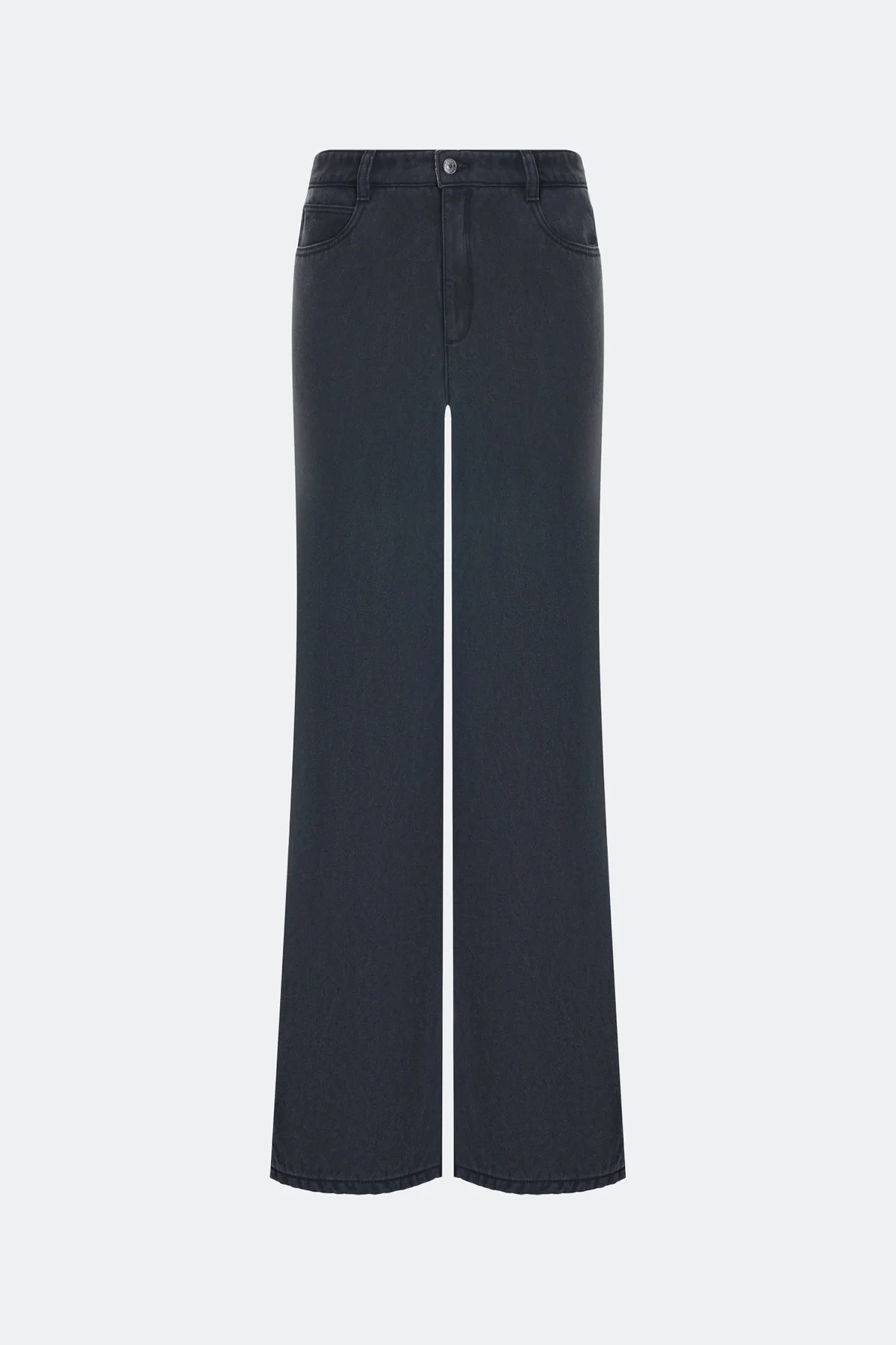 Утепленные черные джинсы Wide leg, 46