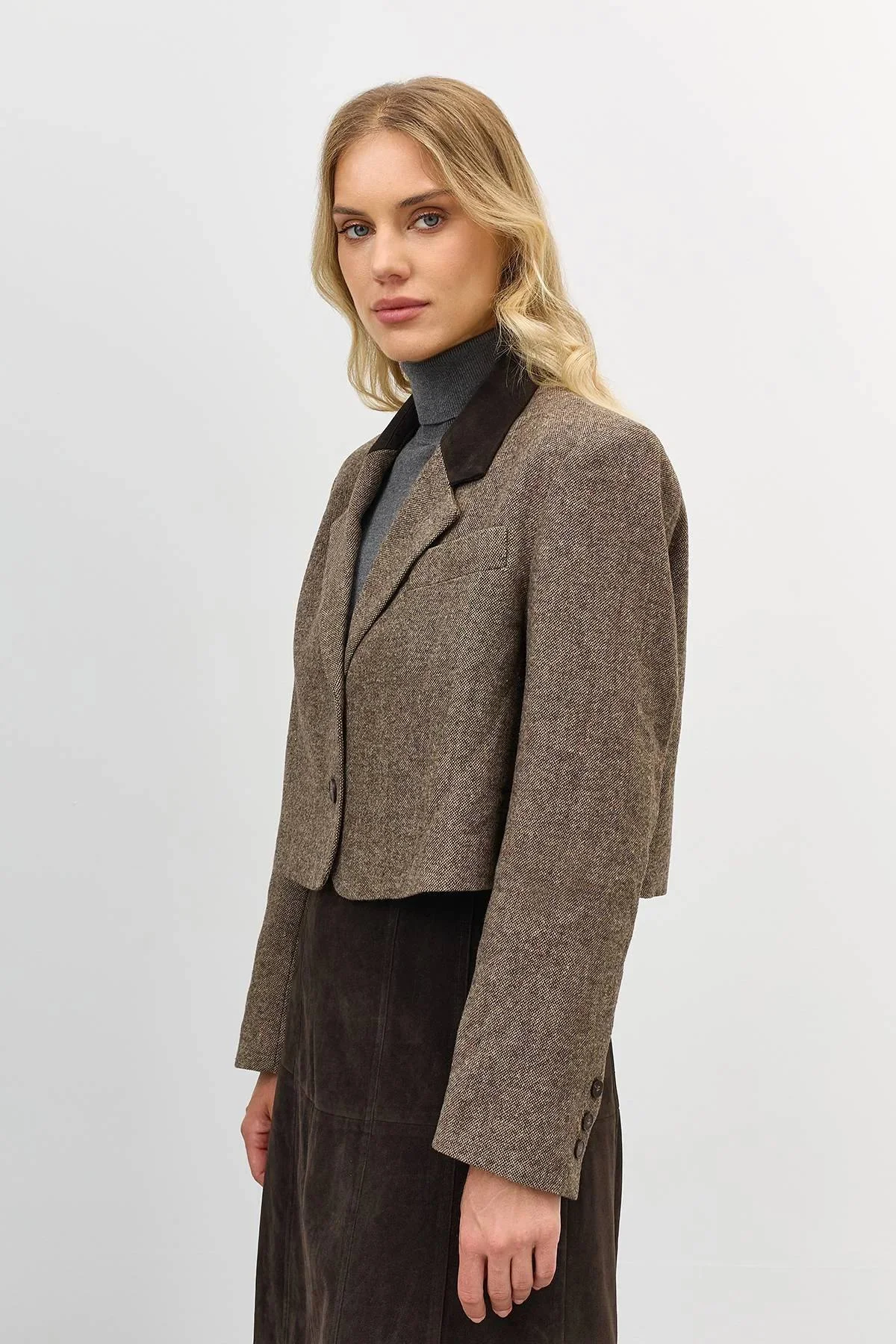 Укороченный жакет из твида, 48