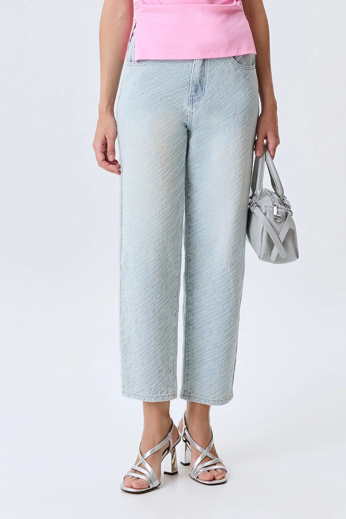 Джинсы из фактурного денима, 48