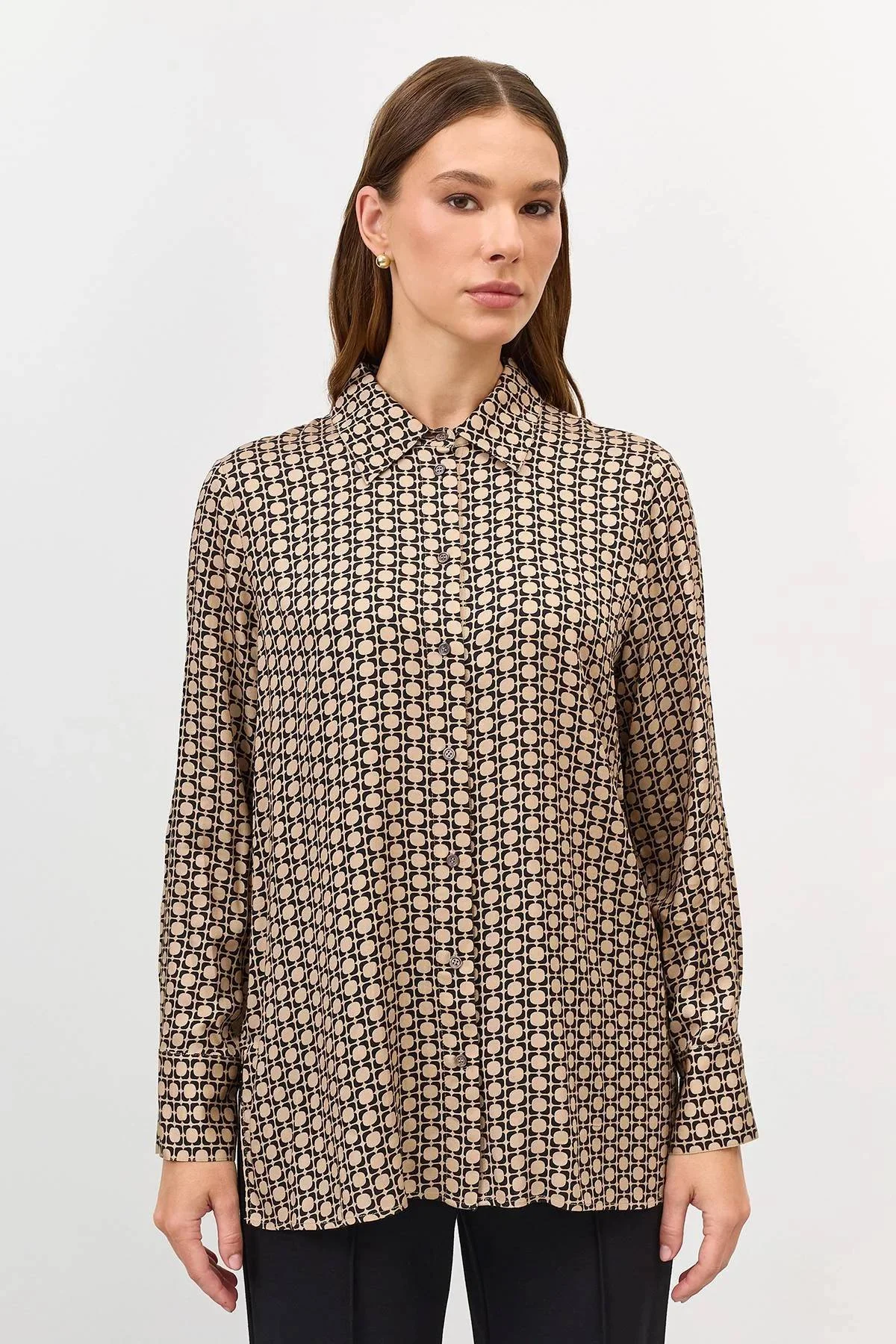 Блузка с принтом из 100% вискозы, 44